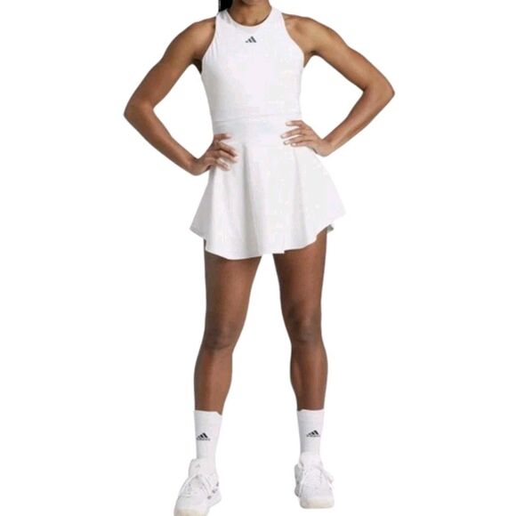 Adidas Tennis Y-Back Dress Womens Large 2 Piece With Shorts White New With Tags - Picture 1 of 16